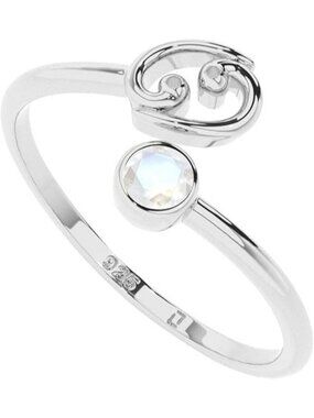CANCER Natural Gemstone with Zodiac Sign, Stackable Ring